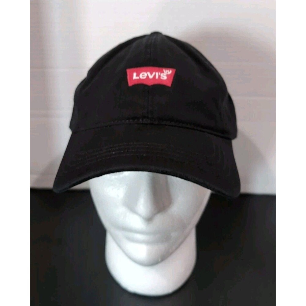 LEVI STRAUSS CLASSIC LEVI'S LOGO STRAPBACK BLACK BASEBALL HAT/CAP OSFM EUC